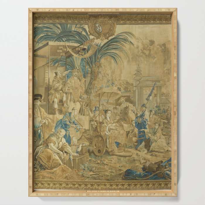 Antique 18th Century 'Chinese Fair' French Beauvais Tapestry Francois Boucher Serving Tray Gallery Image 1