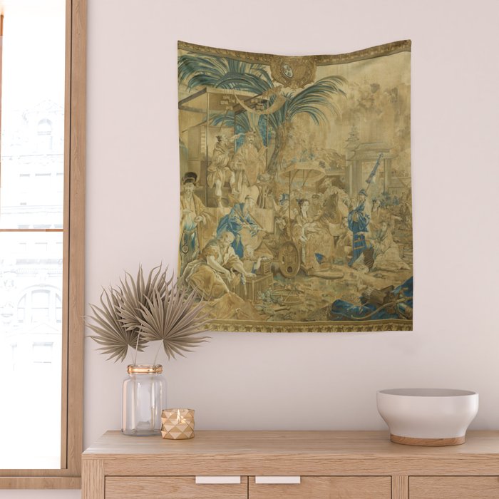 Antique 18th Century 'Chinese Fair' French Beauvais Tapestry Francois Boucher Wall Tapestry Gallery Image 2