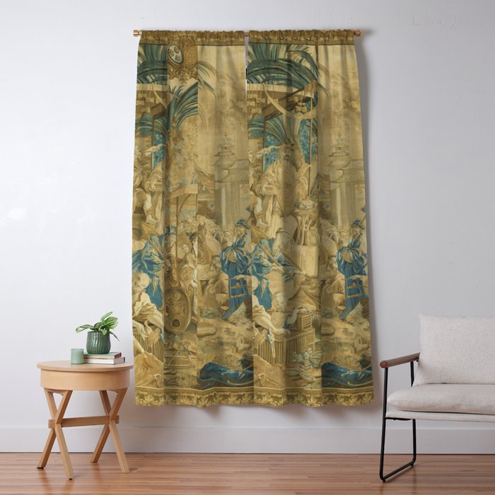 Antique 18th Century 'Chinese Fair' French Beauvais Tapestry Francois Boucher Window Curtain Gallery Image 5