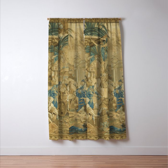Antique 18th Century 'Chinese Fair' French Beauvais Tapestry Francois Boucher Window Curtain Gallery Image 3