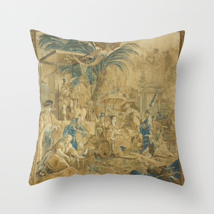 Antique 18th Century 'Chinese Fair' French Beauvais Tapestry Francois Boucher Throw Pillow Gallery Image 6