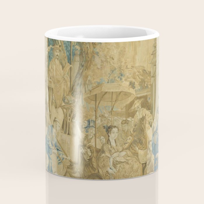 Antique 18th Century 'Chinese Fair' French Beauvais Tapestry Francois Boucher Coffee Mug Gallery Image 4