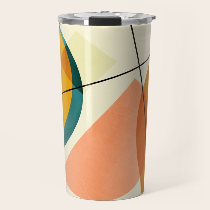 mid century geometric shapes painted abstract III Travel Mug Gallery Image 1