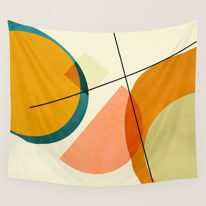 mid century geometric shapes painted abstract III Wall Tapestry Gallery Image 4