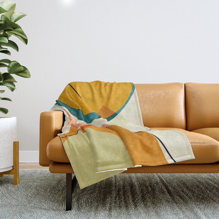 mid century geometric shapes painted abstract III Throw Blanket Gallery Image 1