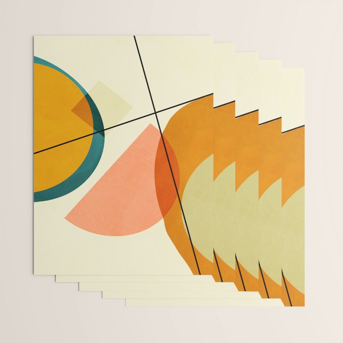 mid century geometric shapes painted abstract III Wrapping Paper Gallery Image 3