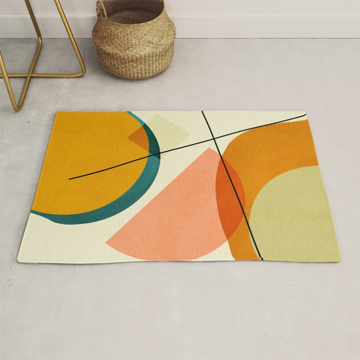 mid century geometric shapes painted abstract III Rug Gallery Image 1