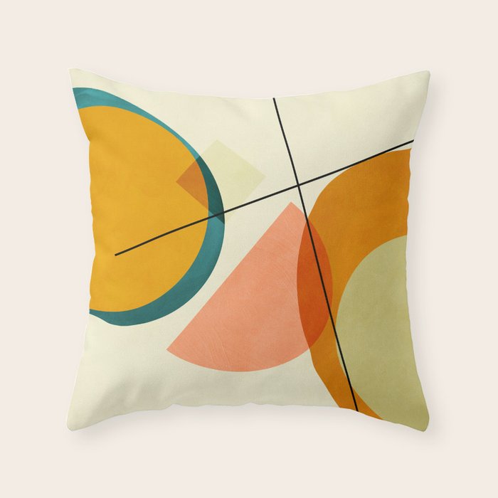 mid century geometric shapes painted abstract III Throw Pillow Gallery Image 6