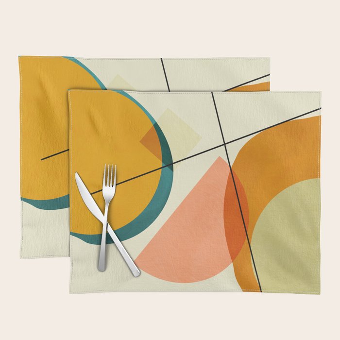 mid century geometric shapes painted abstract III Placemat Gallery Image 1