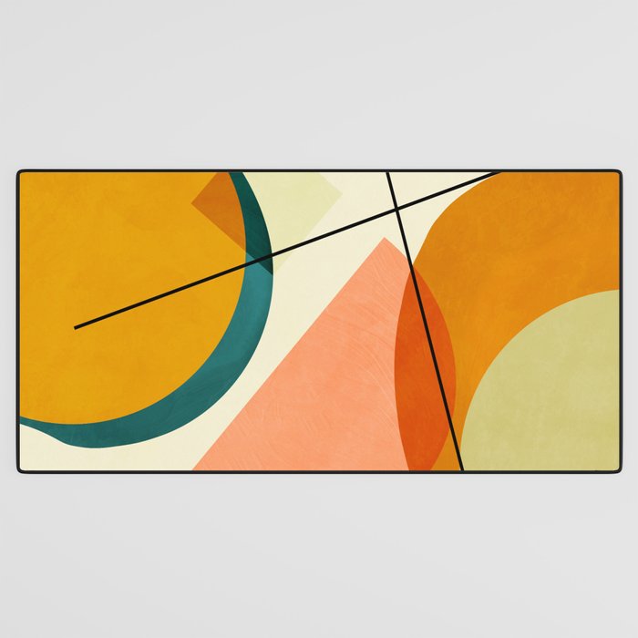 mid century geometric shapes painted abstract III Desk Mat Gallery Image 3