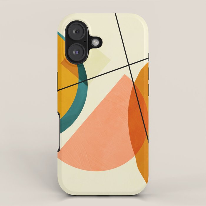 mid century geometric shapes painted abstract III iPhone Case Gallery Image 1