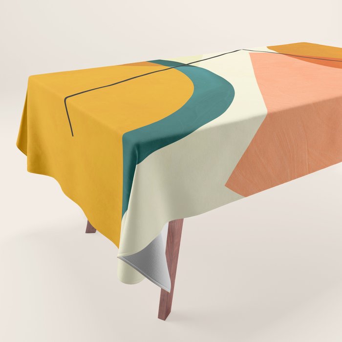 mid century geometric shapes painted abstract III Tablecloth Gallery Image 1