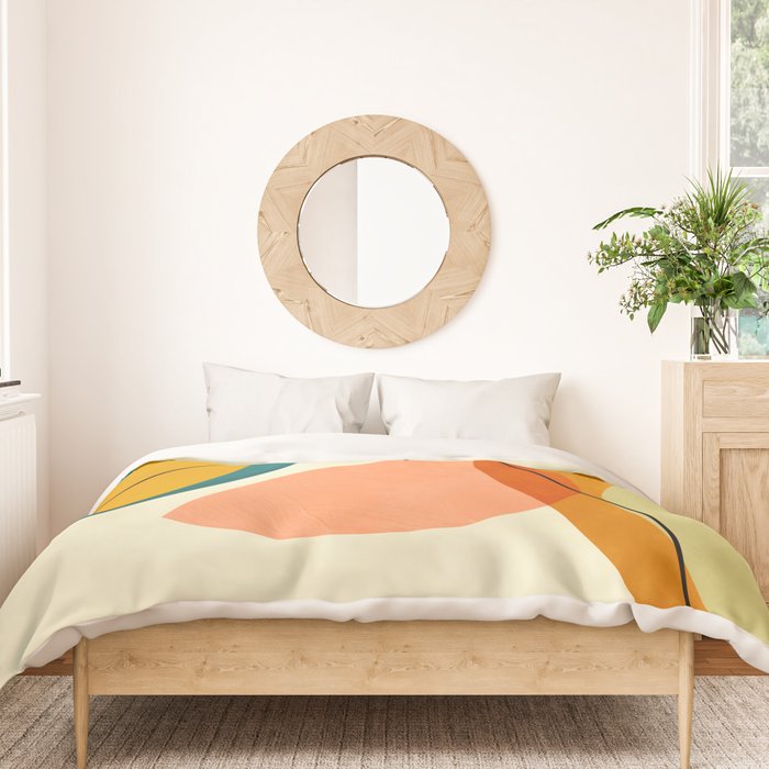 mid century geometric shapes painted abstract III Duvet Cover Gallery Image 3