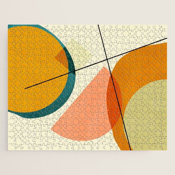 mid century geometric shapes painted abstract III Jigsaw Puzzle Gallery Image 1