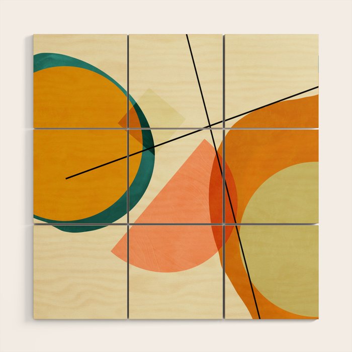 mid century geometric shapes painted abstract III Wood Wall Art Gallery Image 1