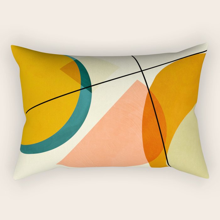mid century geometric shapes painted abstract III Rectangular Pillow Gallery Image 1