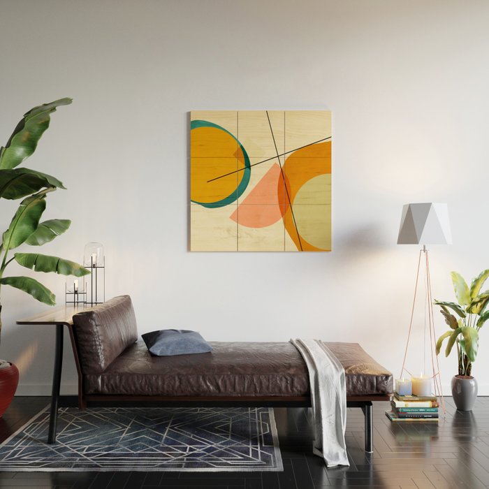 mid century geometric shapes painted abstract III Wood Wall Art Gallery Image 2