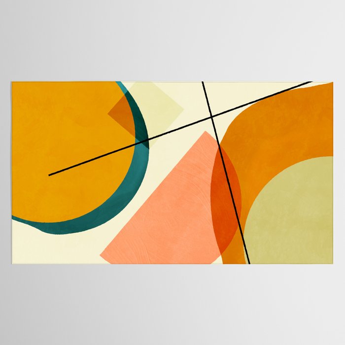 mid century geometric shapes painted abstract III Tablecloth Gallery Image 2