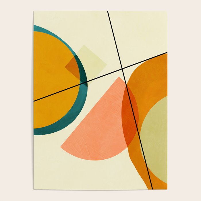 mid century geometric shapes painted abstract III Poster Gallery Image 1