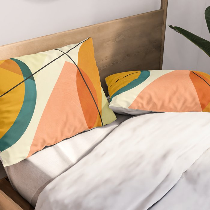 mid century geometric shapes painted abstract III Pillow Sham Gallery Image 2