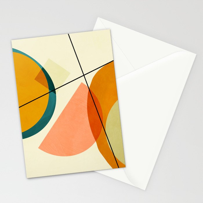 mid century geometric shapes painted abstract III Stationery Card Gallery Image 2