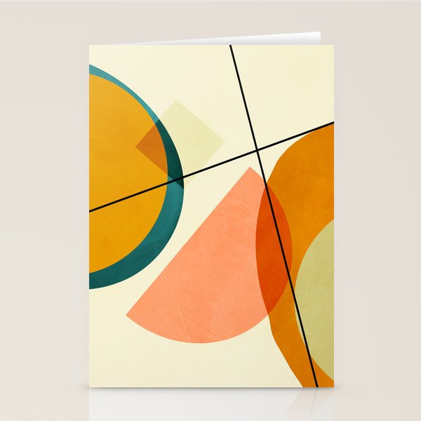 mid century geometric shapes painted abstract III Stationery Card Gallery Image 2
