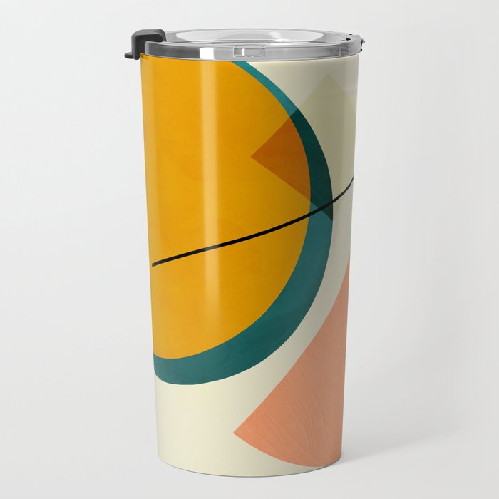 mid century geometric shapes painted abstract III Travel Mug Gallery Image 3