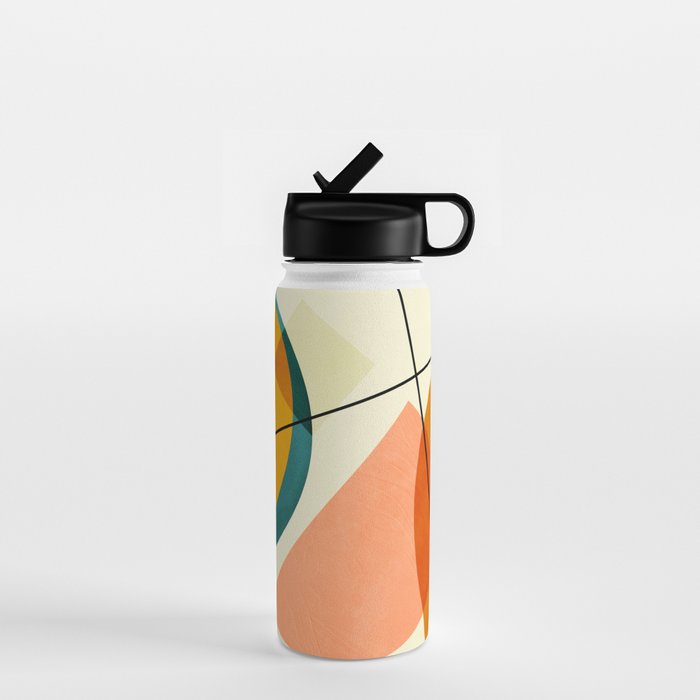 mid century geometric shapes painted abstract III Water Bottle Gallery Image 1