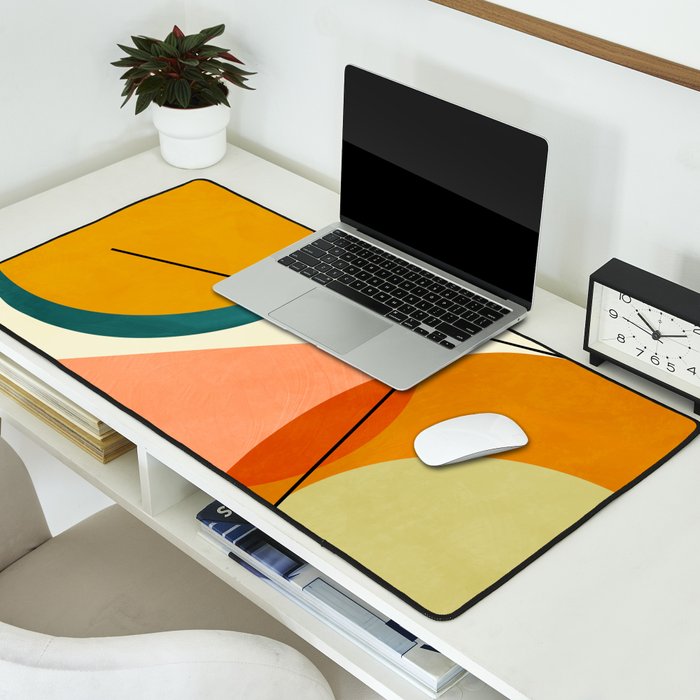mid century geometric shapes painted abstract III Desk Mat Gallery Image 2
