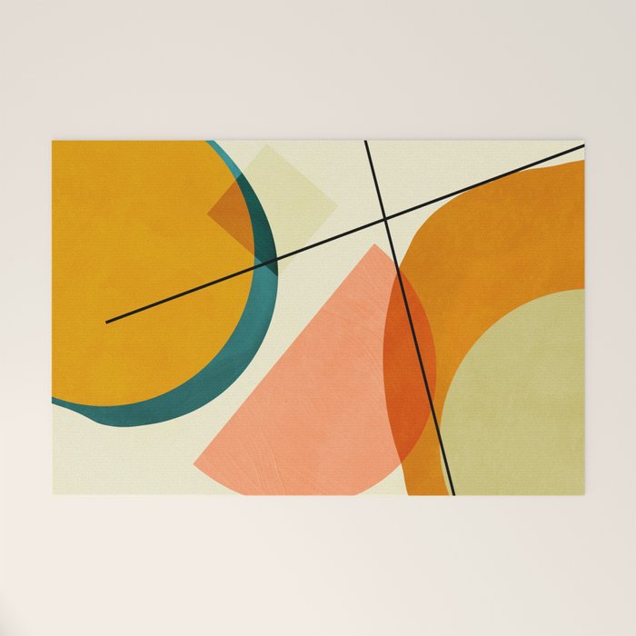 mid century geometric shapes painted abstract III Welcome Mat Gallery Image 1