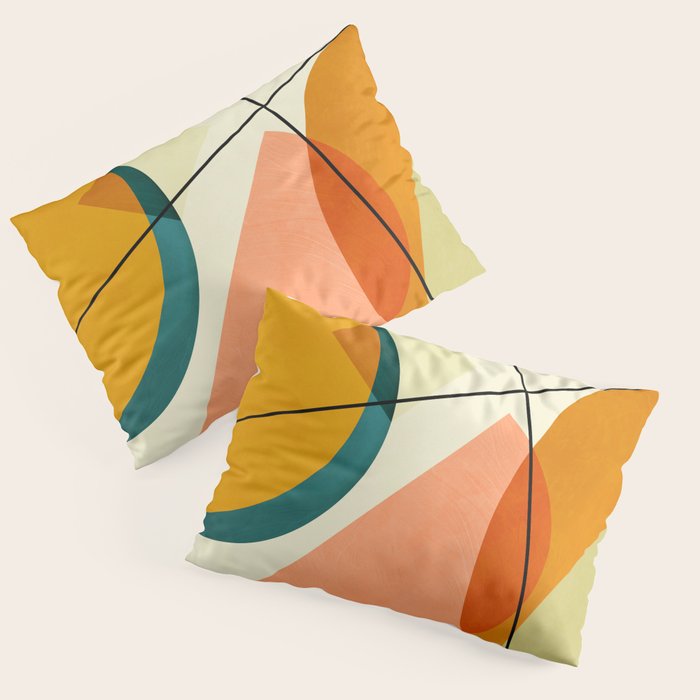 mid century geometric shapes painted abstract III Pillow Sham Gallery Image 3