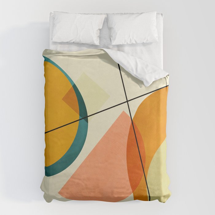 mid century geometric shapes painted abstract III Duvet Cover Gallery Image 1