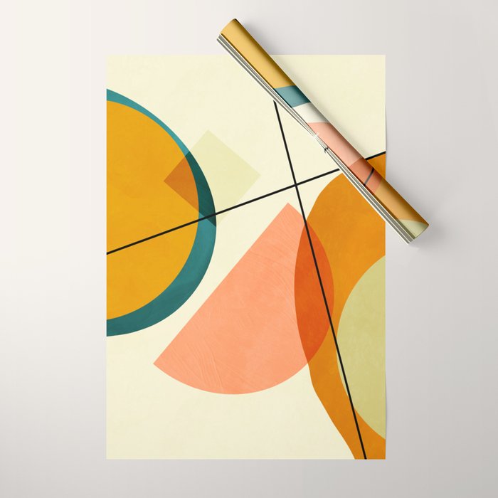 mid century geometric shapes painted abstract III Wrapping Paper Gallery Image 1