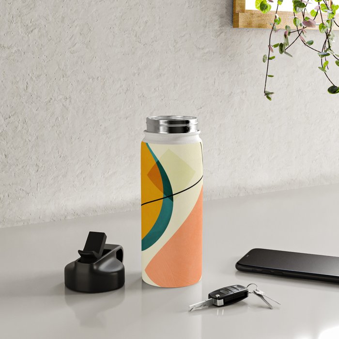 mid century geometric shapes painted abstract III Water Bottle Gallery Image 4