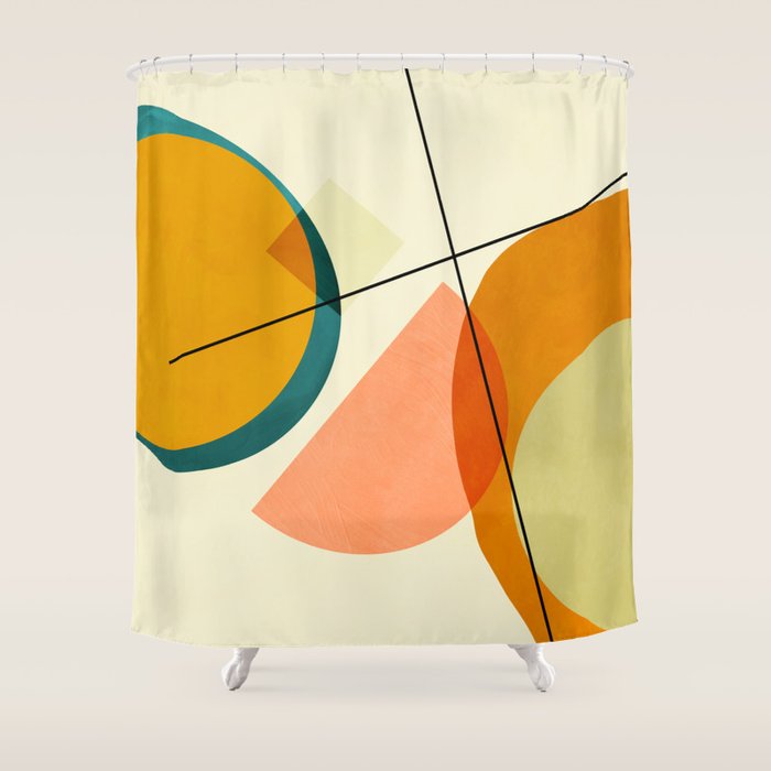 mid century geometric shapes painted abstract III Shower Curtain Gallery Image 1