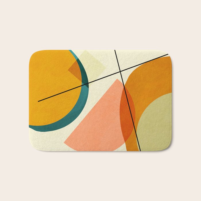 mid century geometric shapes painted abstract III Bath Mat Gallery Image 1