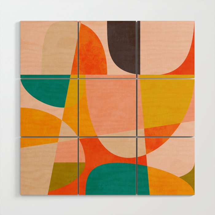 abstract painterly mid century shapes 4 Wood Wall Art Gallery Image 1