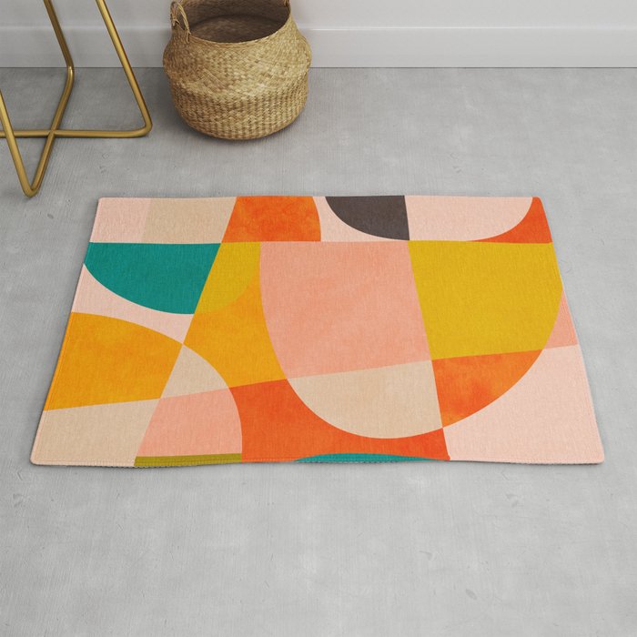 abstract painterly mid century shapes 4 Rug Gallery Image 1