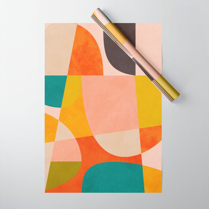 abstract painterly mid century shapes 4 Wrapping Paper Gallery Image 1