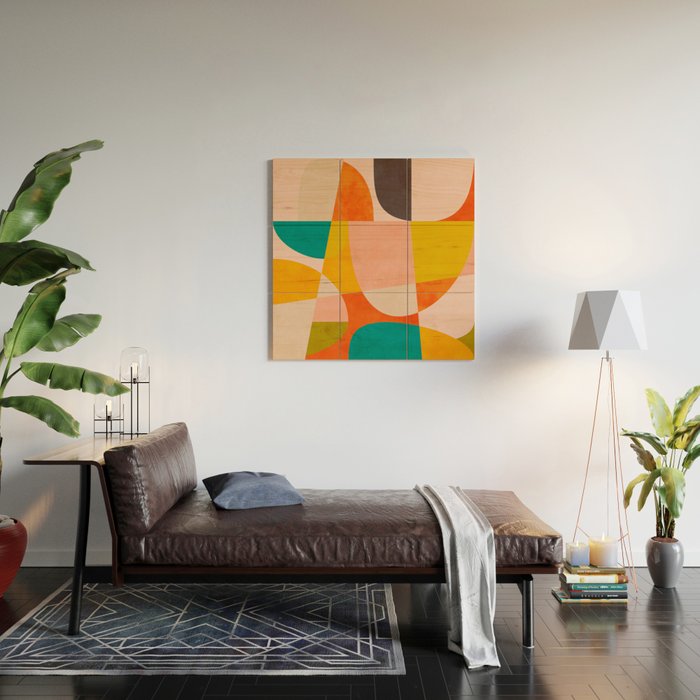 abstract painterly mid century shapes 4 Wood Wall Art Gallery Image 2