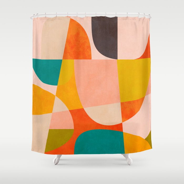 abstract painterly mid century shapes 4 Shower Curtain Gallery Image 1
