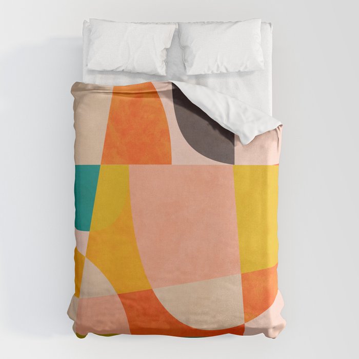 abstract painterly mid century shapes 4 Duvet Cover Gallery Image 1