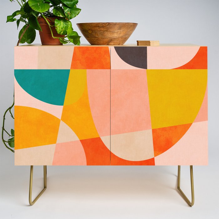 abstract painterly mid century shapes 4 Credenza Gallery Image 1