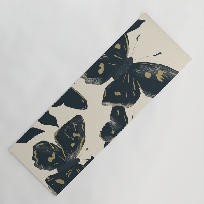 Black Butterflies Yoga Mat Gallery Image 1