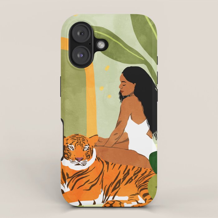 Just You & Me | Tiger Urban Jungle Friendship | Wild Cat Bohemian Black Woman with Pet  iPhone Case Gallery Image 1