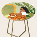 Just You & Me | Tiger Urban Jungle Friendship | Wild Cat Bohemian Black Woman with Pet  Side Table Gallery Image 2