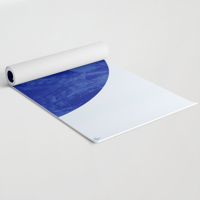 blue retro mid century Yoga Mat Gallery Image 2