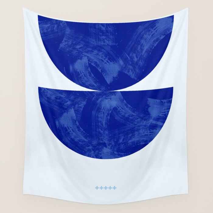 blue retro mid century Wall Tapestry Gallery Image 4