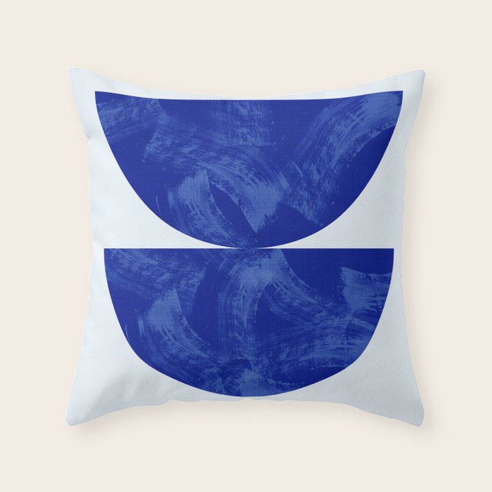 blue retro mid century Throw Pillow Gallery Image 6