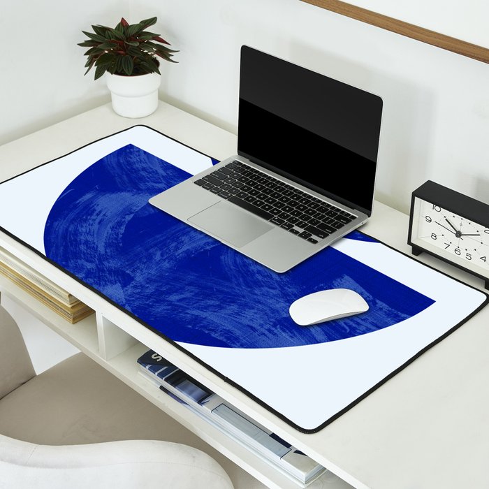 blue retro mid century Desk Mat Gallery Image 2